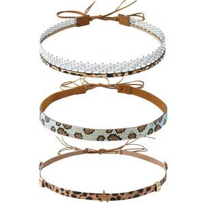 Leopard Cowboy Hat Band Women Men Rhinestone Western Headband Accessories